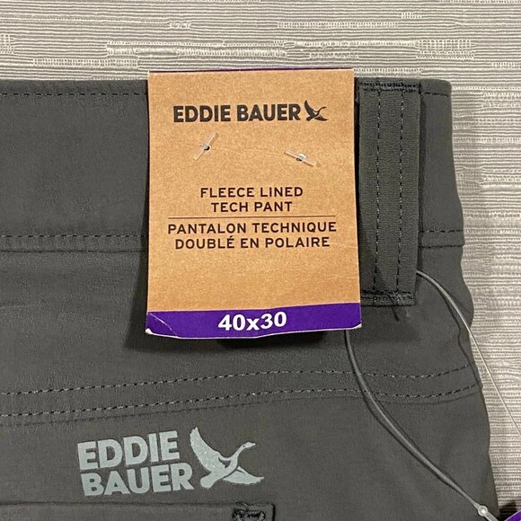 Eddie Bauer Fleece Lined Tech Pants Mens 40 x 30 Gray Water Repellent Insulated - Picture 7 of 13